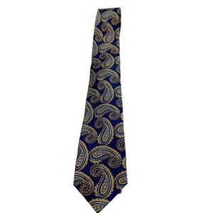 JOSEPH ABBOUD navy yellow baby blue paisley gray 100 % silk length 31 inches